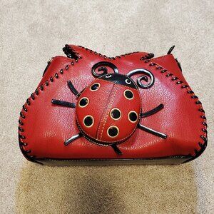 American Bee Mariquita Lady Bug Handmade Stitched Peta - Approved Vegan Purse
